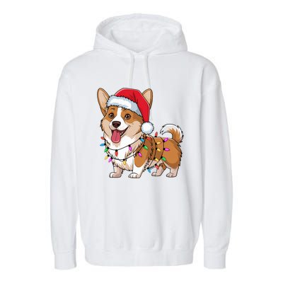 Cardigan Welsh Corgi Christmas Lights Xmas Dogs Gifts Garment-Dyed Fleece Hoodie