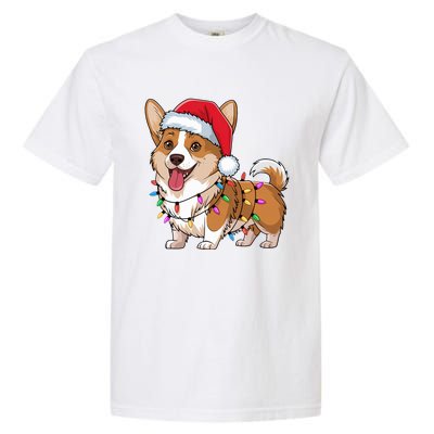 Cardigan Welsh Corgi Christmas Lights Xmas Dogs Gifts Garment-Dyed Heavyweight T-Shirt