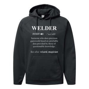 Cool Welder Definition Funny Noun Welding Welders Gift Men Performance Fleece Hoodie