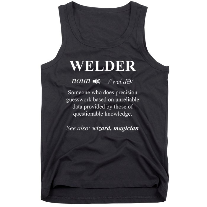 Cool Welder Definition Funny Noun Welding Welders Gift Men Tank Top