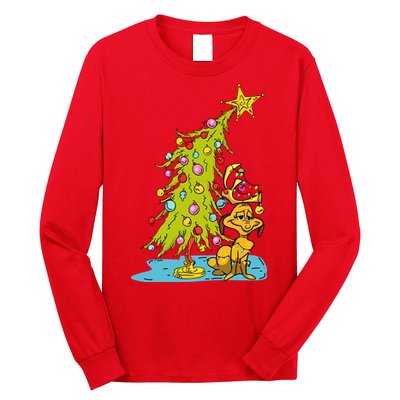Christmas With Dog Max And Whoville Tree Dog Christmas Lights Long Sleeve Shirt