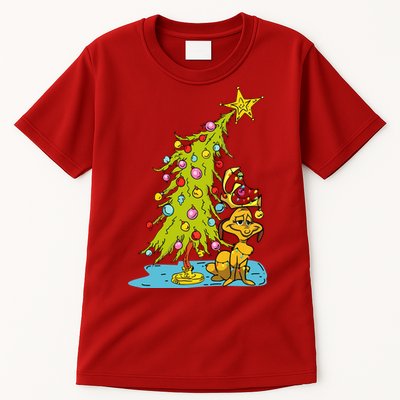 Christmas With Dog Max And Whoville Tree Dog Christmas Lights Tall T-Shirt