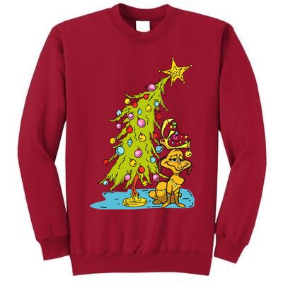 Christmas With Dog Max And Whoville Tree Dog Christmas Lights Tall Sweatshirt