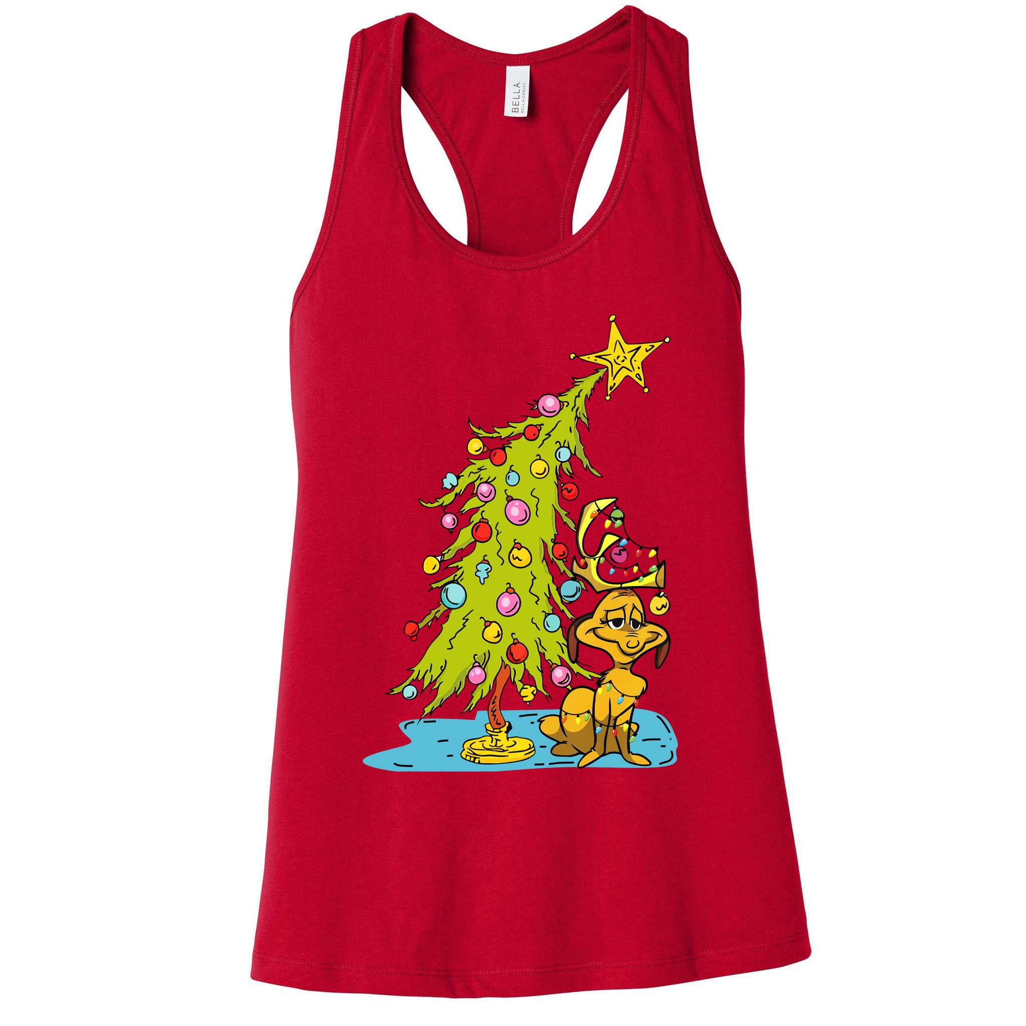 Christmas With Dog Max And Whoville Tree Dog Christmas Lights Womens Tank Top