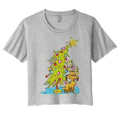 Christmas With Dog Max And Whoville Tree Dog Christmas Lights Women's Crop Top Tee