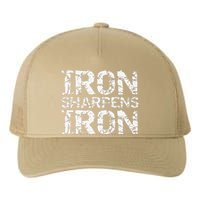 Christian Workout Discipleship Distressed Iron Sharpens Iron Yupoong Adult 5-Panel Trucker Hat