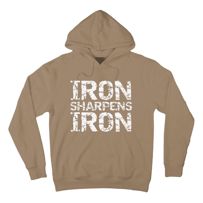 Christian Workout Discipleship Distressed Iron Sharpens Iron Hoodie