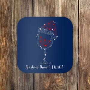 Christmas Wine Dashing Through Merlot Coaster