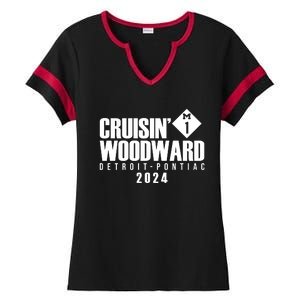 Cruisin Woodward Detroit To Pontiac 2024 M1 Ave Classic Car Cruise Ladies Halftime Notch Neck Tee