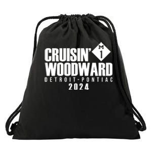 Cruisin Woodward Detroit To Pontiac 2024 M1 Ave Classic Car Cruise Drawstring Bag