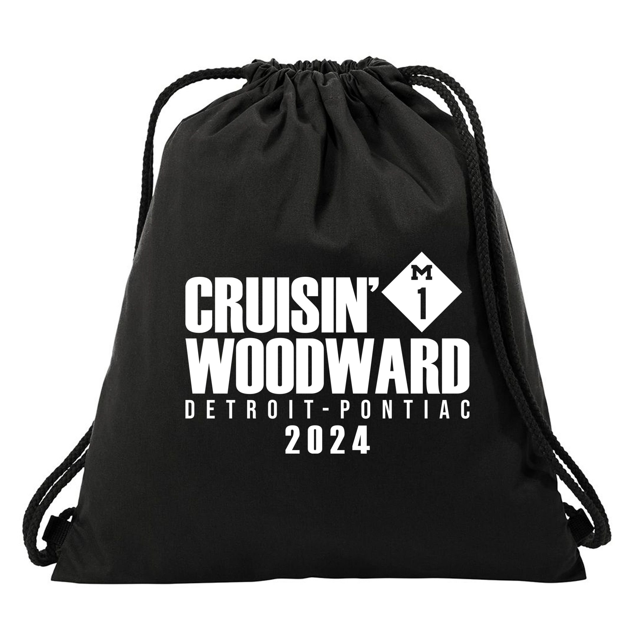 Cruisin Woodward Detroit To Pontiac 2024 M1 Ave Classic Car Cruise Drawstring Bag
