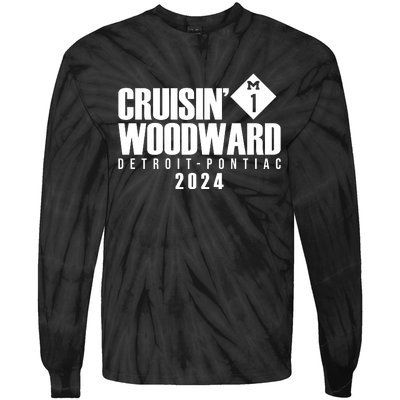 Cruisin Woodward Detroit To Pontiac 2024 M1 Ave Classic Car Cruise Tie-Dye Long Sleeve Shirt