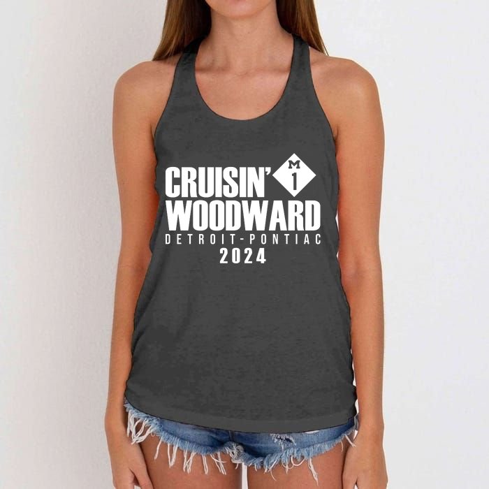 Cruisin Woodward Detroit To Pontiac 2024 M1 Ave Classic Car Cruise Women's Knotted Racerback Tank