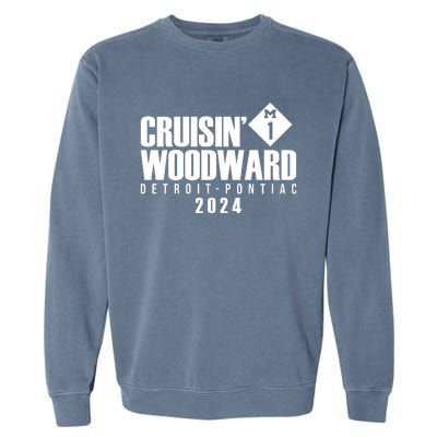 Cruisin Woodward Detroit To Pontiac 2024 M1 Ave Classic Car Cruise Garment-Dyed Sweatshirt