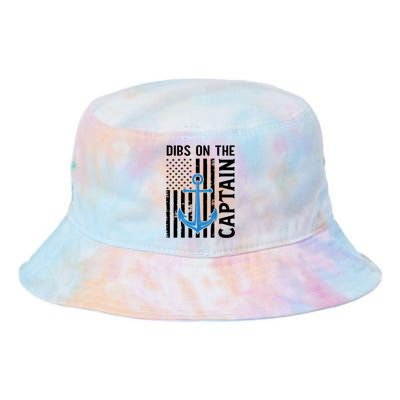 Captain Wife Dibs On The Captain Funny Fishing Usa Flag Gift Tie Dye Newport Bucket Hat