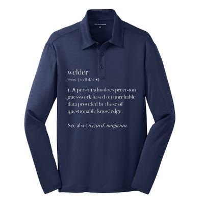 Cool Welder Definition Funny Noun Welding Welders Silk Touch Performance Long Sleeve Polo