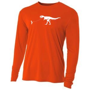 Child With Dinosaur On Leash Freedom Equality Irony Gift Cooling Performance Long Sleeve Crew