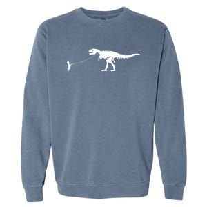 Child With Dinosaur On Leash Freedom Equality Irony Gift Garment-Dyed Sweatshirt