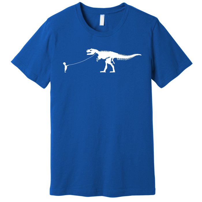 Child With Dinosaur On Leash Freedom Equality Irony Gift Premium T-Shirt