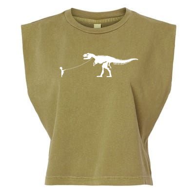 Child With Dinosaur On Leash Freedom Equality Irony Gift Garment-Dyed Women's Muscle Tee