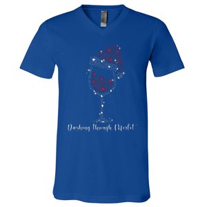 Christmas Wine Dashing Through Merlot V-Neck T-Shirt