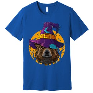 Corgi Witch Dog Funny Halloween Costume Creepy Moon Gift Premium T-Shirt