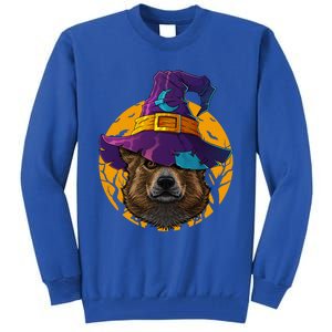 Corgi Witch Dog Funny Halloween Costume Creepy Moon Gift Tall Sweatshirt