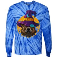 Corgi Witch Dog Funny Halloween Costume Creepy Moon Gift Tie-Dye Long Sleeve Shirt