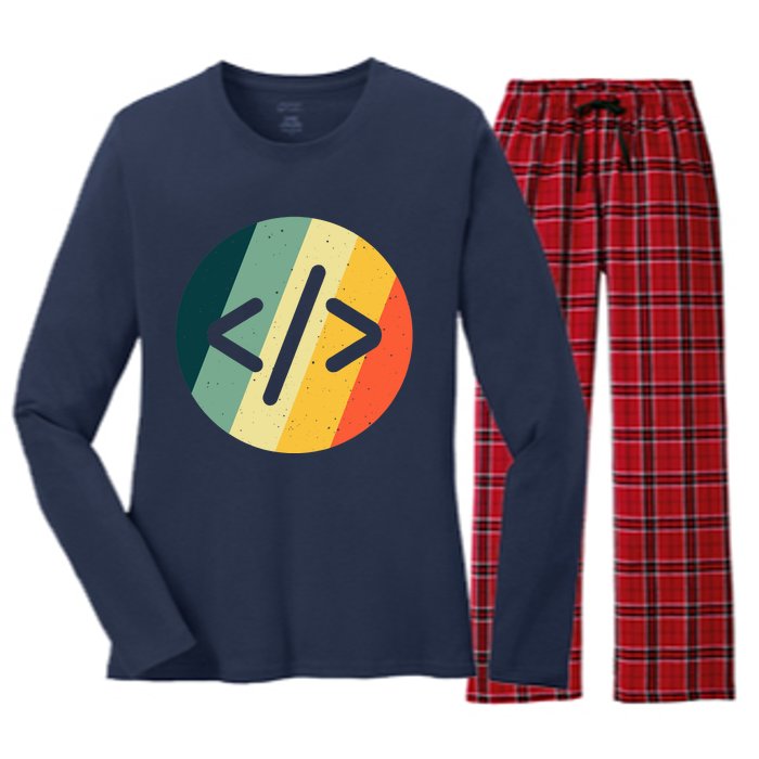 Cool Web Developer Art For HTML Programmer Lovers Women's Long Sleeve Flannel Pajama Set 