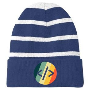 Cool Web Developer Art For HTML Programmer Lovers Striped Beanie with Solid Band