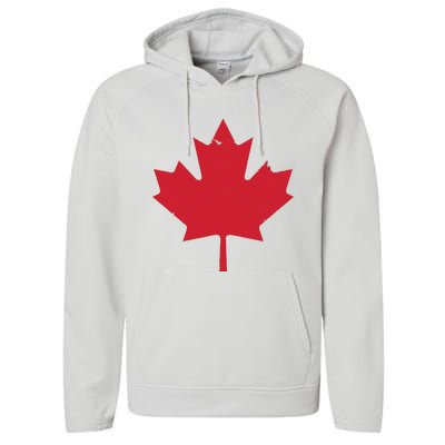 Canada Women Distressed Red Maple Leaf Canada Day Performance Fleece Hoodie