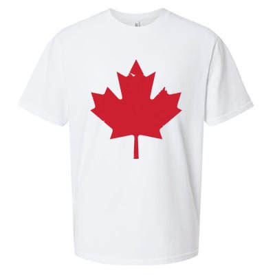 Canada Women Distressed Red Maple Leaf Canada Day Sueded Cloud Jersey T-Shirt