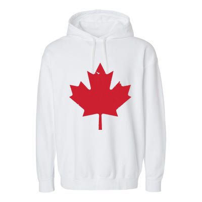 Canada Women Distressed Red Maple Leaf Canada Day Garment-Dyed Fleece Hoodie