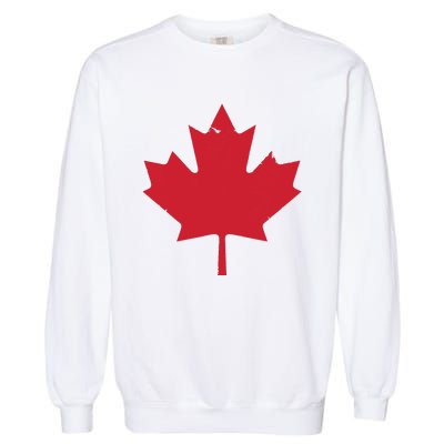 Canada Women Distressed Red Maple Leaf Canada Day Garment-Dyed Sweatshirt