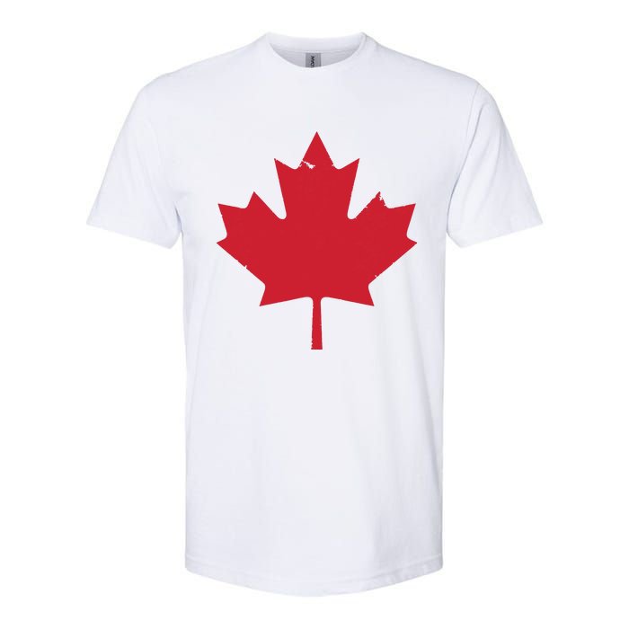 Canada Women Distressed Red Maple Leaf Canada Day Softstyle CVC T-Shirt