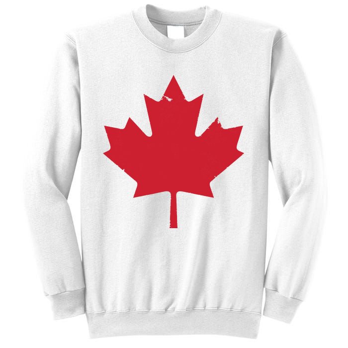 Canada Women Distressed Red Maple Leaf Canada Day Sweatshirt