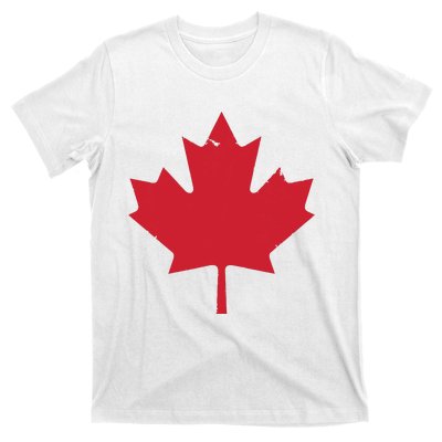 Canada Women Distressed Red Maple Leaf Canada Day T-Shirt