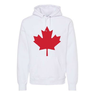 Canada Women Distressed Red Maple Leaf Canada Day Premium Hoodie