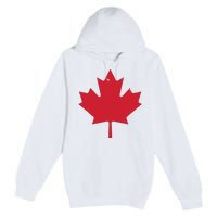 Canada Women Distressed Red Maple Leaf Canada Day Premium Pullover Hoodie