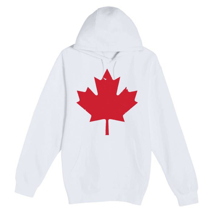 Canada Women Distressed Red Maple Leaf Canada Day Premium Pullover Hoodie