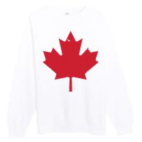 Canada Women Distressed Red Maple Leaf Canada Day Premium Crewneck Sweatshirt