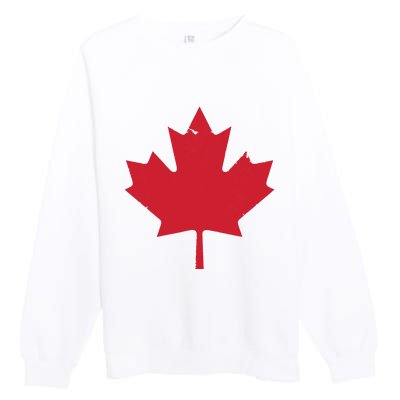 Canada Women Distressed Red Maple Leaf Canada Day Premium Crewneck Sweatshirt