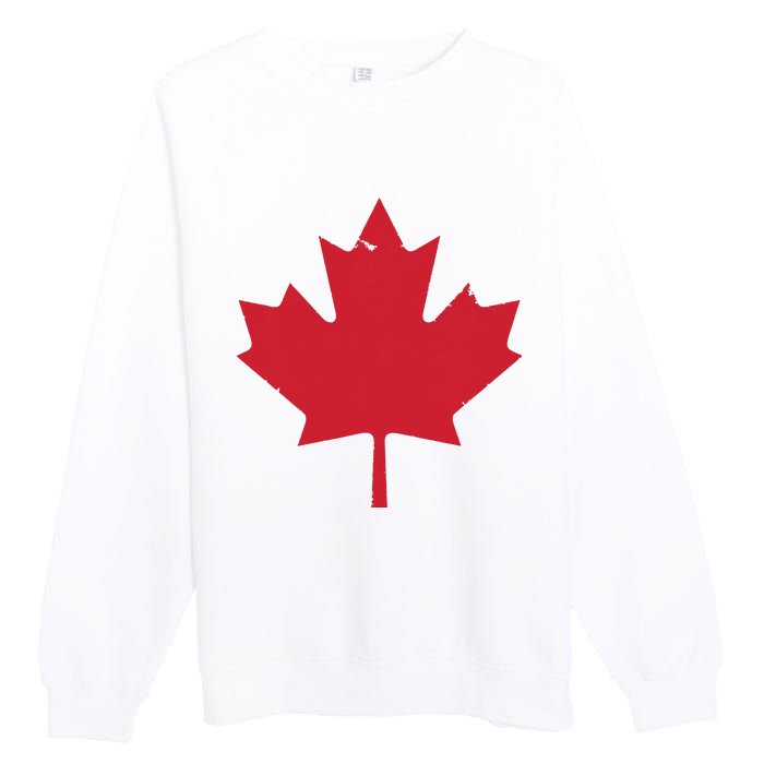 Canada Women Distressed Red Maple Leaf Canada Day Premium Crewneck Sweatshirt