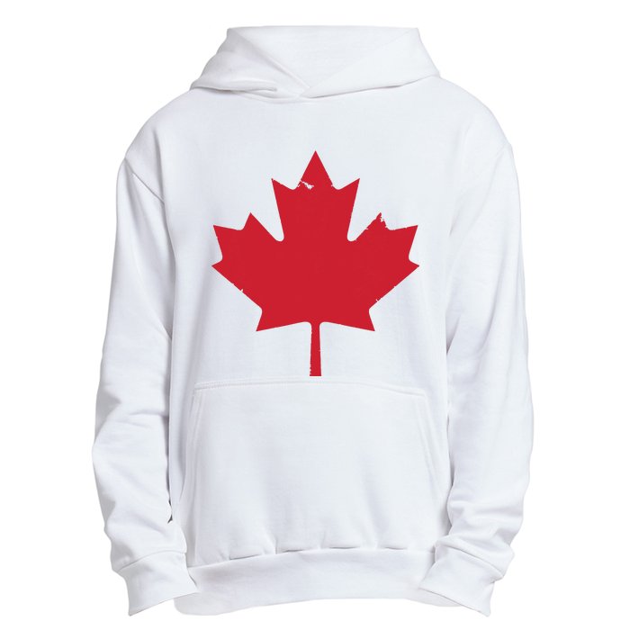 Canada Women Distressed Red Maple Leaf Canada Day Urban Pullover Hoodie