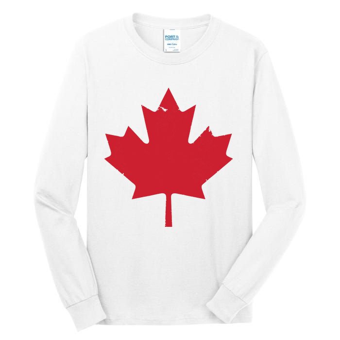 Canada Women Distressed Red Maple Leaf Canada Day Tall Long Sleeve T-Shirt