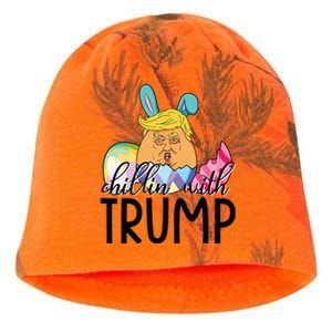 Chillin With Donald Trump Easter Day Bunny Trump Eggs Happy East Kati - Camo Knit Beanie