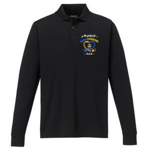 Celebrate World Down Syndrome Day Performance Long Sleeve Polo