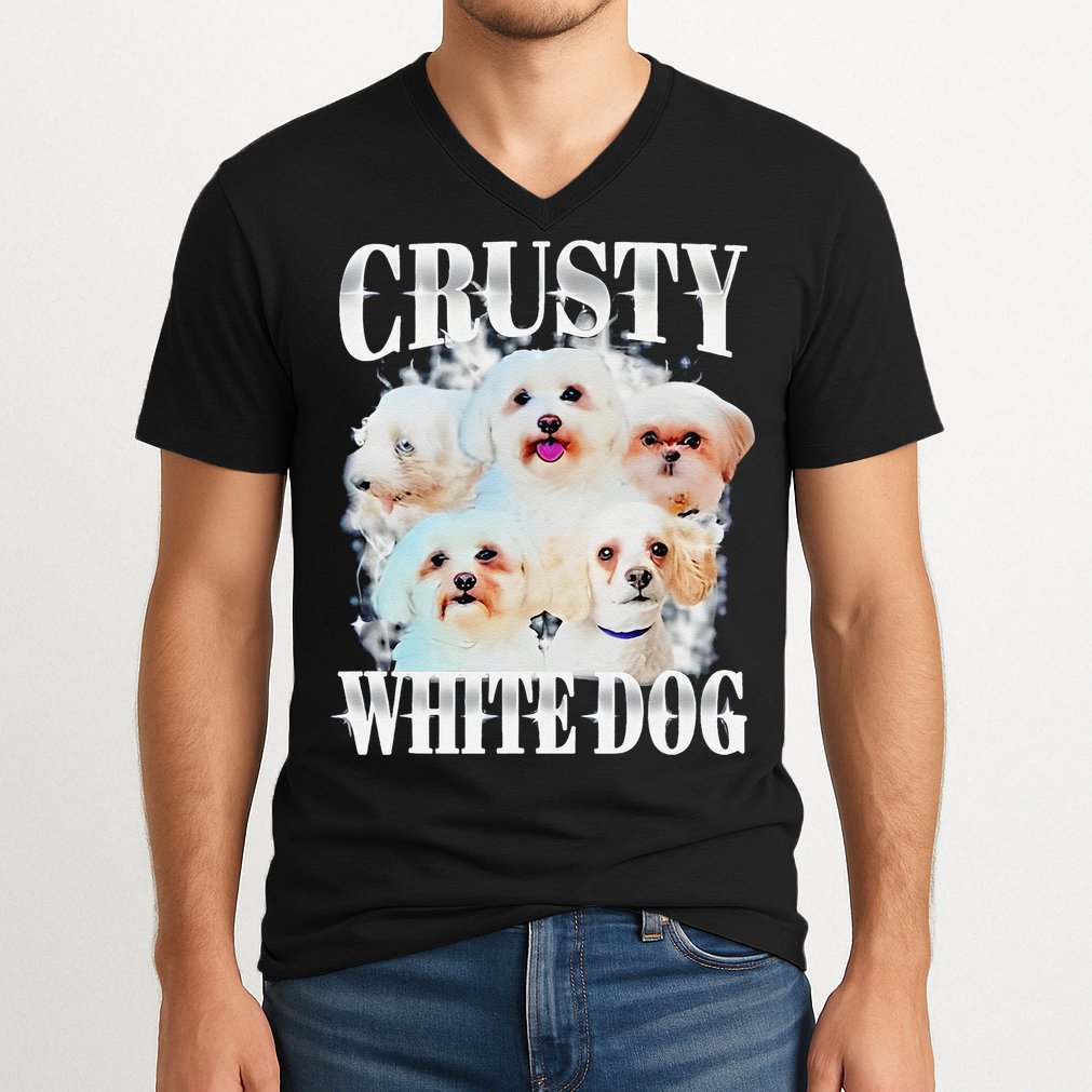 Crusty White Dog Funny For V-Neck T-Shirt