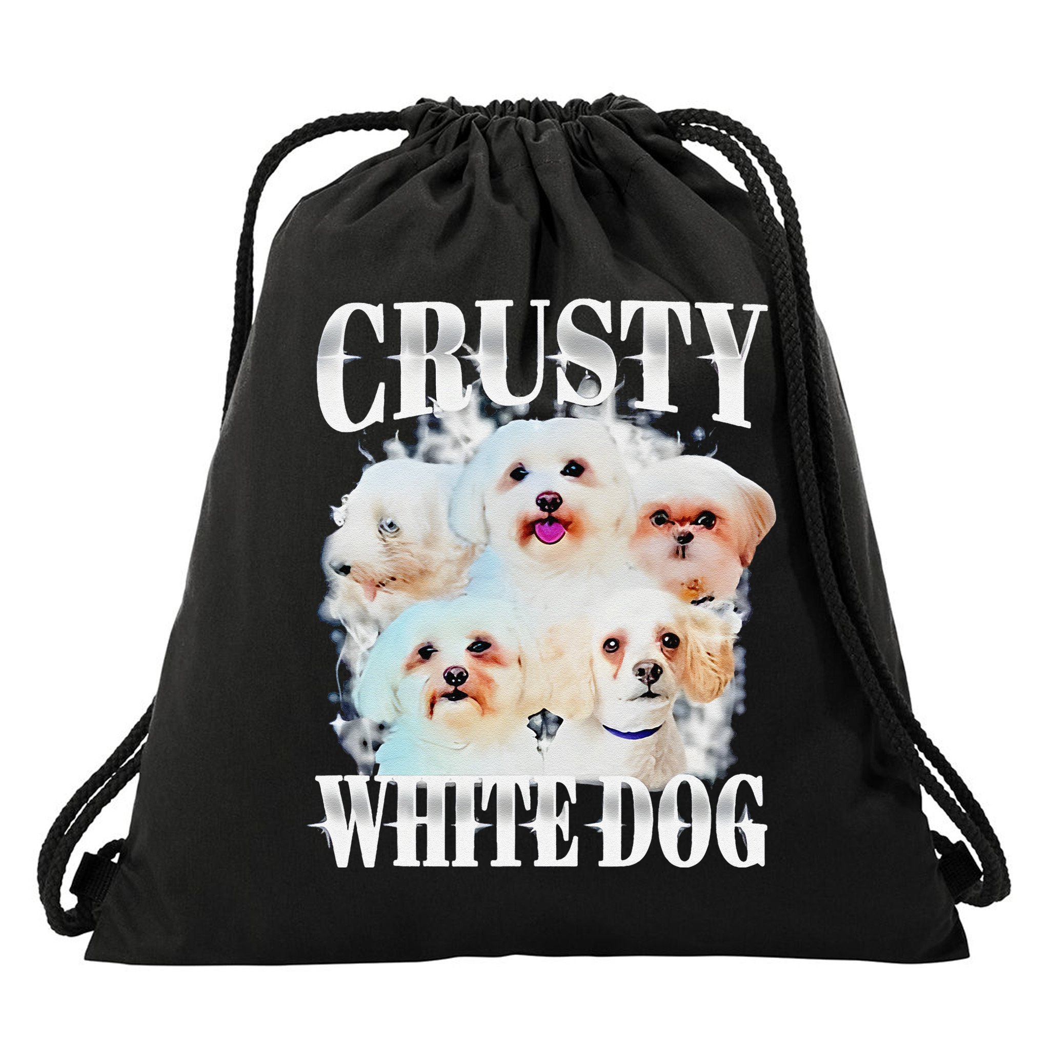 Crusty White Dog Funny For Drawstring Bag