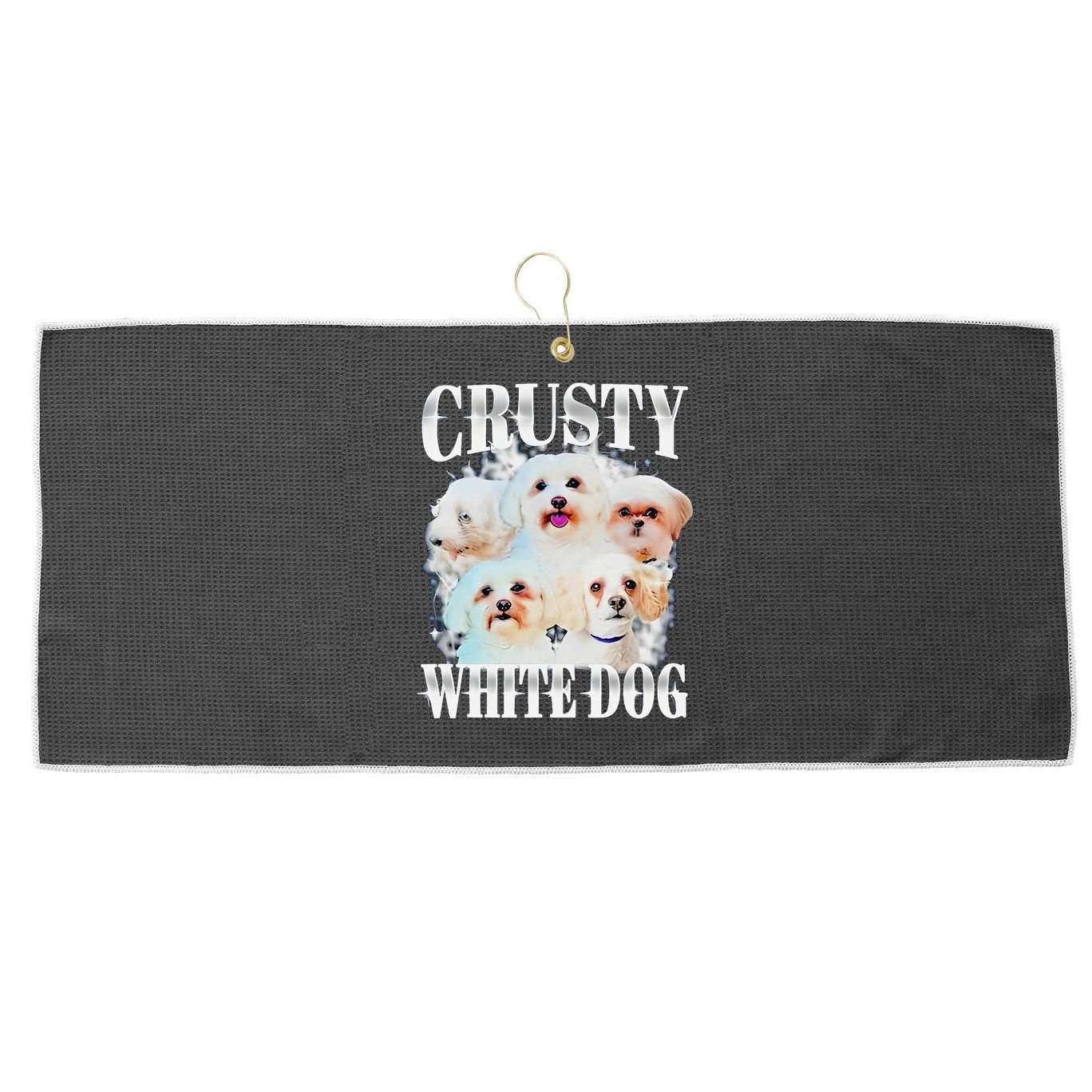 Crusty White Dog Funny For Large Microfiber Waffle Golf Towel